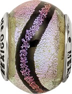Sterling Silver 925 Antiqued Bead with Purple Dichroic Glass Elegant Finish