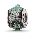 Sterling Silver 925 Purple Dichroic Glass Bead with Antiqued Finish