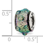 Sterling Silver 925 Purple Dichroic Glass Bead with Antiqued Finish