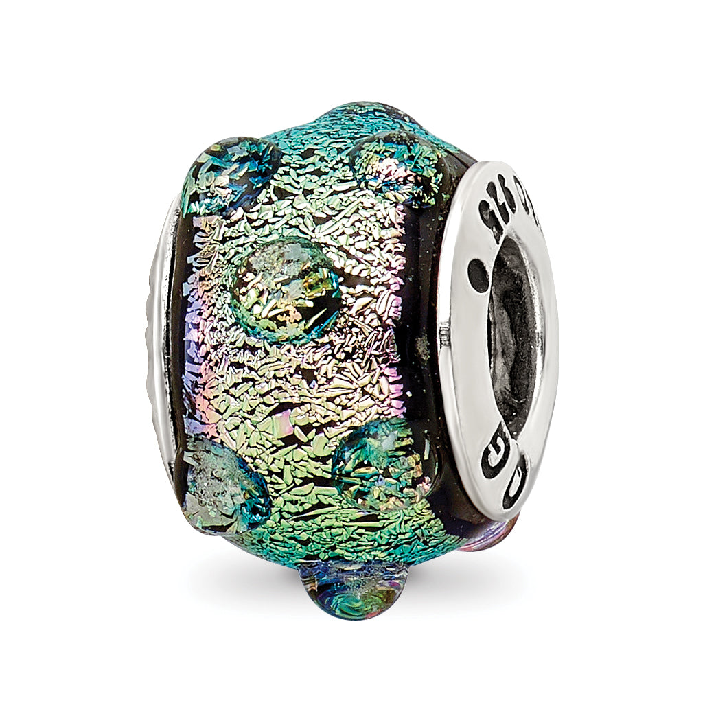 Sterling Silver Reflections Purple Dichroic Glass Bead Main image