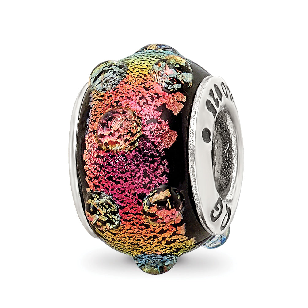 Sterling Silver Reflections Rainbow Dichroic Glass Bead Main image