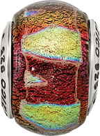 Orange Dichroic Glass Bead Charm in Sterling Silver