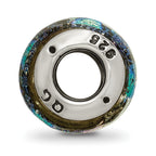 Sterling Silver 925 Antiqued Bead with Green Dichroic Glass  Elegant, Handcrafted Style