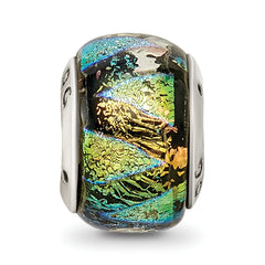 Sterling Silver 925 Antiqued Bead with Green Dichroic Glass  Elegant, Handcrafted Style