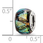 Sterling Silver 925 Antiqued Bead with Green Dichroic Glass  Elegant, Handcrafted Style