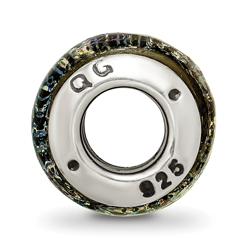 Sterling Silver 925 Dichroic Glass Bead with Antiqued Finish, 4mm Opening Secondary image