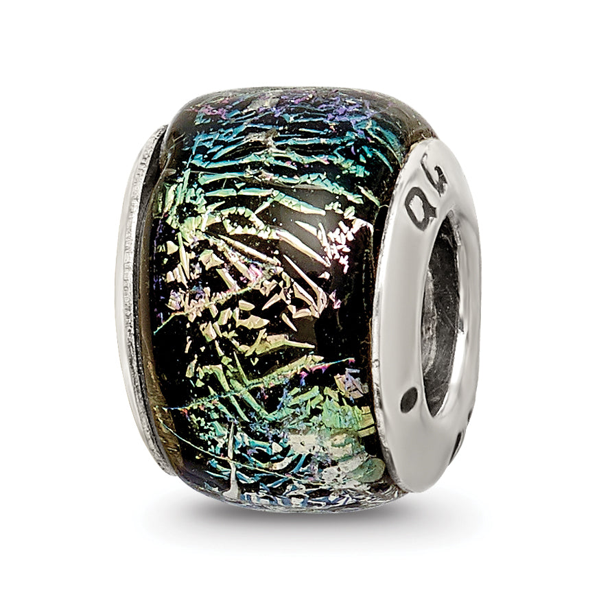 Sterling Silver Reflections Rainbow Dichroic Glass Bead Main image