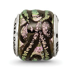 Sterling Silver 925 Pink Dichroic Glass Bead with Antiqued Finish Elegant Style