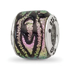 Sterling Silver 925 Pink Dichroic Glass Bead with Antiqued Finish Elegant Style