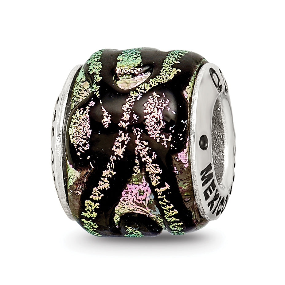 Sterling Silver Reflections Pink Dichroic Glass Bead Main image