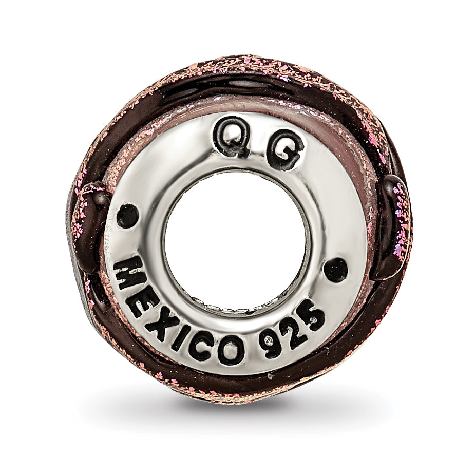 Sterling Silver 925 Antiqued Bead with Purple Dichroic Glass Elegant Charm Secondary image