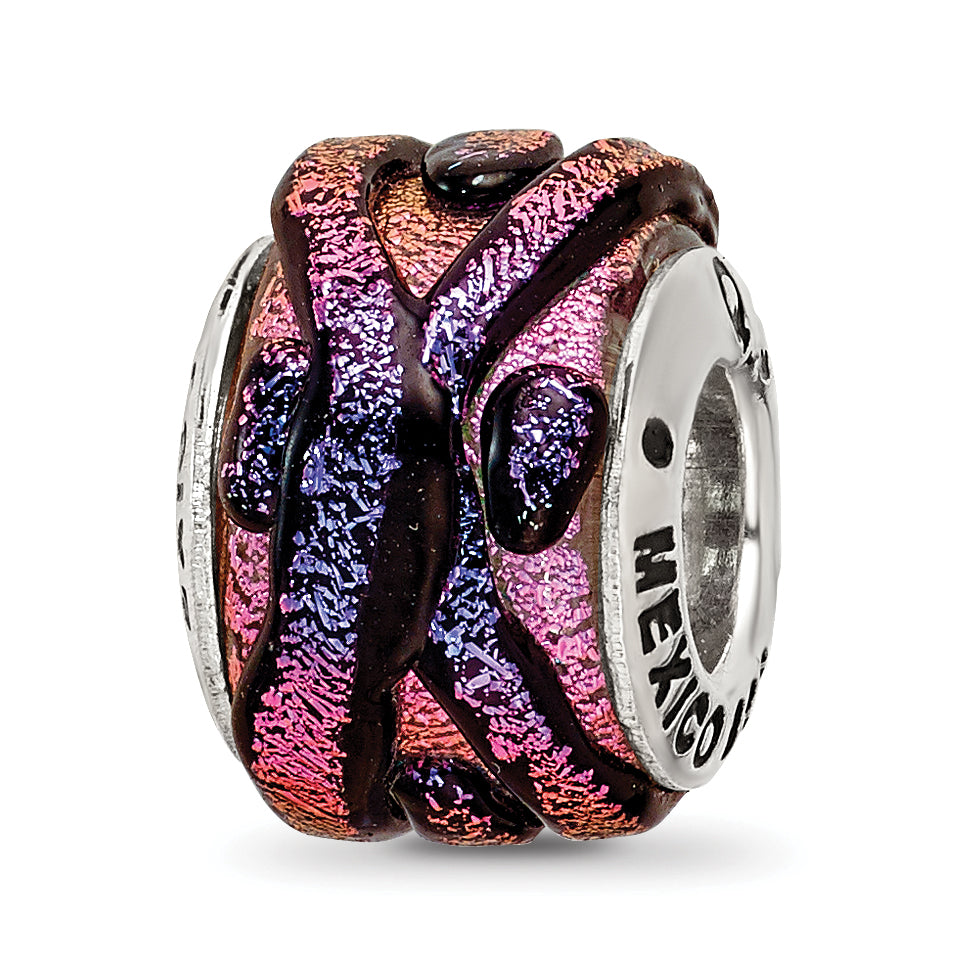 Sterling Silver Reflections Purple Dichroic Glass Bead Main image