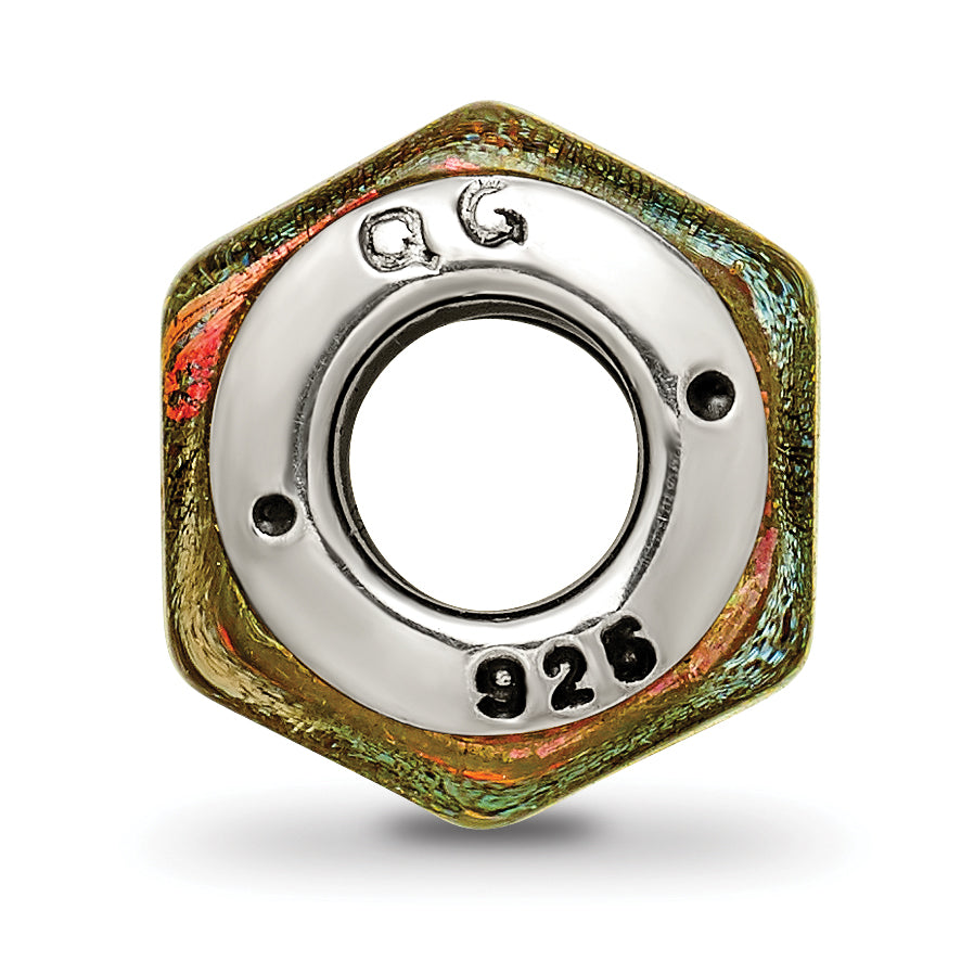 Sterling Silver 925 Orange Dichroic Glass Bead with Antiqued Finish Elegant Charm Secondary image