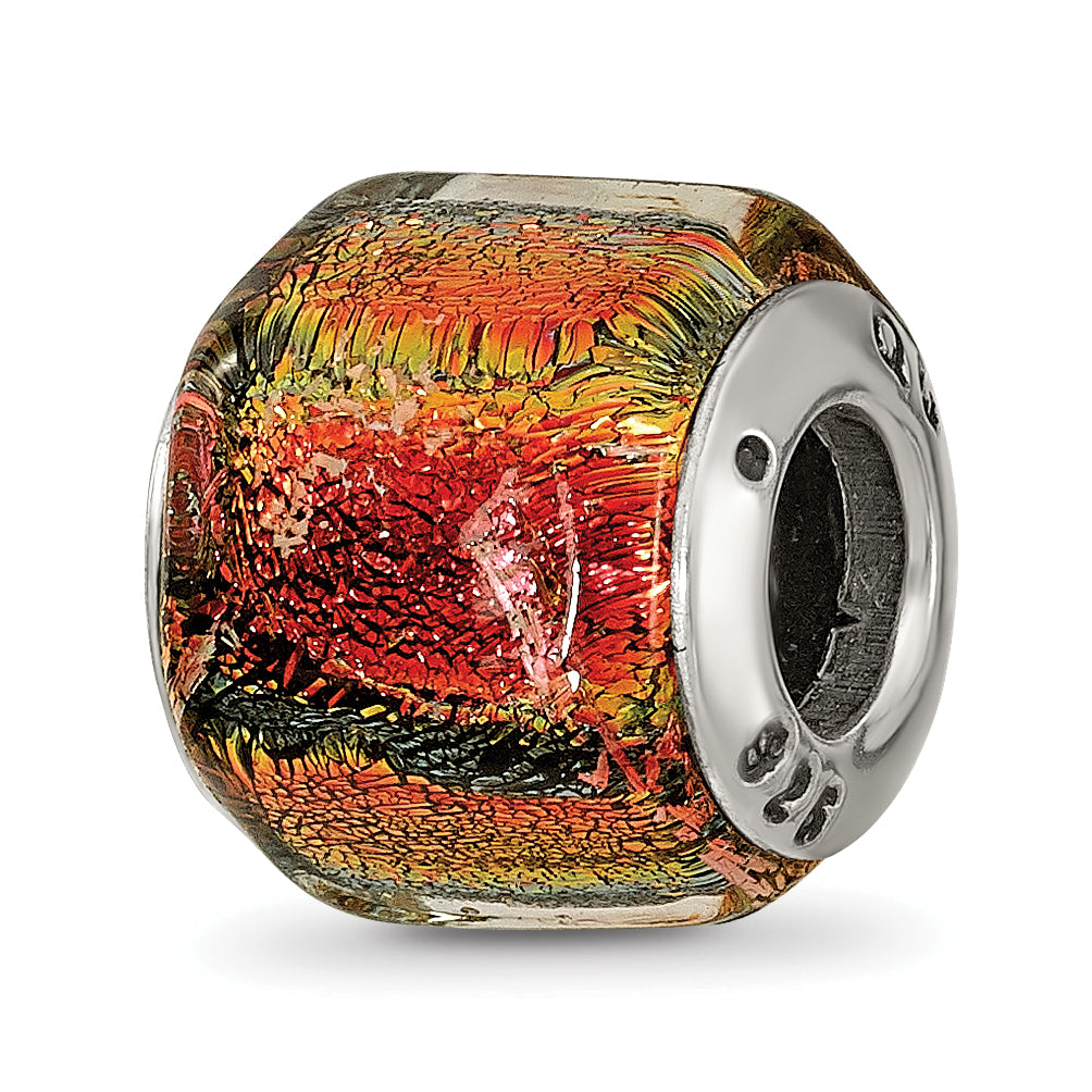 Sterling Silver Reflections Orange Dichroic Glass Bead Main image