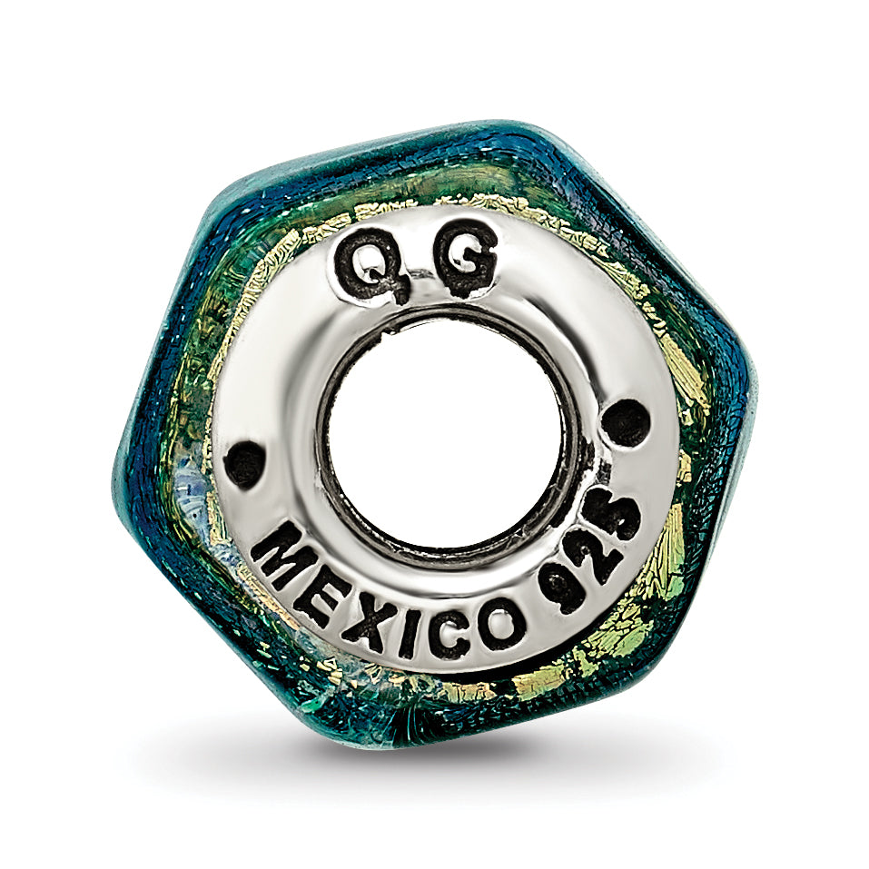 Yellow Dichroic Glass Bead Charm in Sterling Silver Secondary image