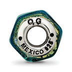 Yellow Dichroic Glass Bead Charm in Sterling Silver