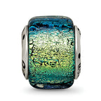 Yellow Dichroic Glass Bead Charm in Sterling Silver