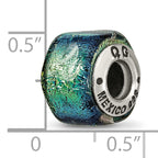 Yellow Dichroic Glass Bead Charm in Sterling Silver