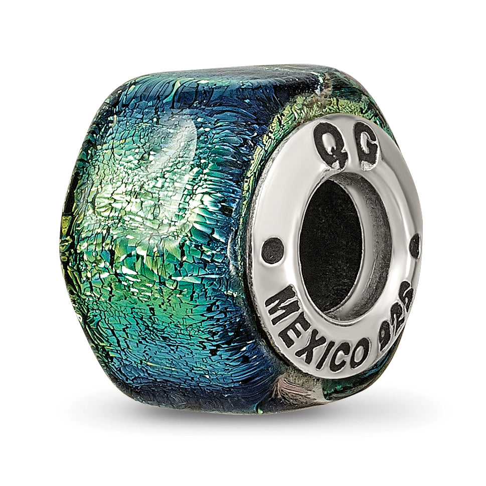 Sterling Silver Reflections Yellow Dichroic Glass Bead Main image