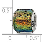 Sterling Silver 925 Rainbow Dichroic Glass Bead with Antiqued Finish