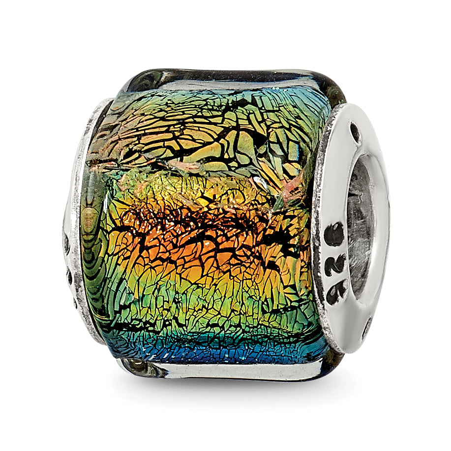 Sterling Silver Reflections Rainbow Dichroic Glass Bead