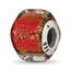 Sterling Silver Reflections Orange Dichroic Glass Square Bead