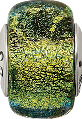 Sterling Silver Reflections Yellow Dichroic Glass Square Bead