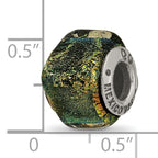 Sterling Silver 925 Yellow Dichroic Glass Bead with Antiqued Finish