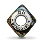 Sterling Silver 925 Square Glass Bead with Rainbow Dichroic Finish