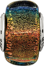 Sterling Silver 925 Square Glass Bead with Rainbow Dichroic Finish