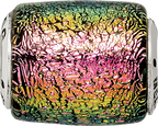 Sterling Silver Purple Dichroic Glass Bead with Antiqued Finish