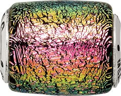 Sterling Silver Reflections Purple Dichroic Glass Barrel Bead