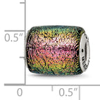 Sterling Silver Purple Dichroic Glass Bead with Antiqued Finish