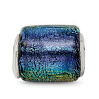 Sterling Silver 925 Antiqued Rainbow Dichroic Glass Bead Elegant Artisan Style