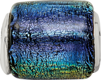 Sterling Silver 925 Antiqued Rainbow Dichroic Glass Bead Elegant Artisan Style