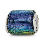 Sterling Silver Reflections Rainbow Dichroic Glass Barrel Bead