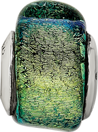 Sterling Silver 925 Triangle Bead with Yellow Dichroic Glass Antique Finish