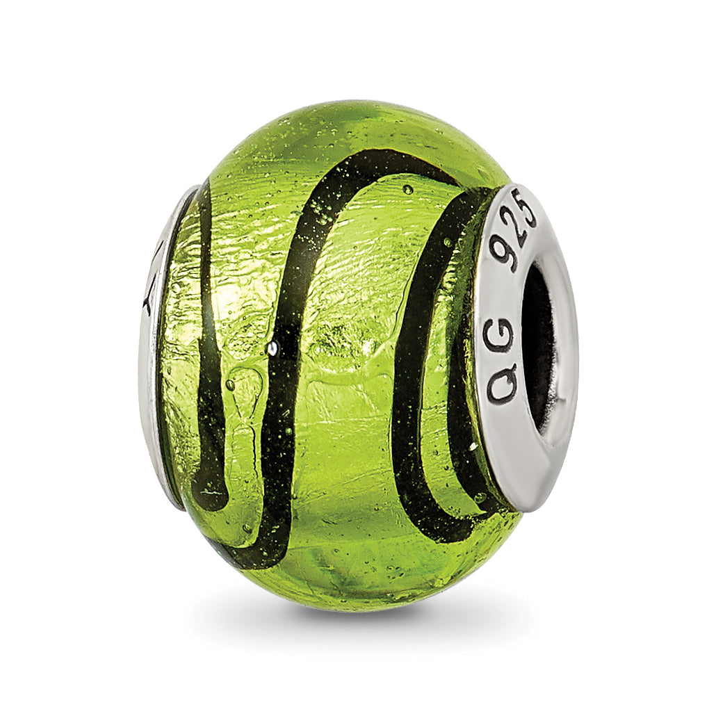 Sterling Silver Reflections Green/Black Italian Murano Bead Main image