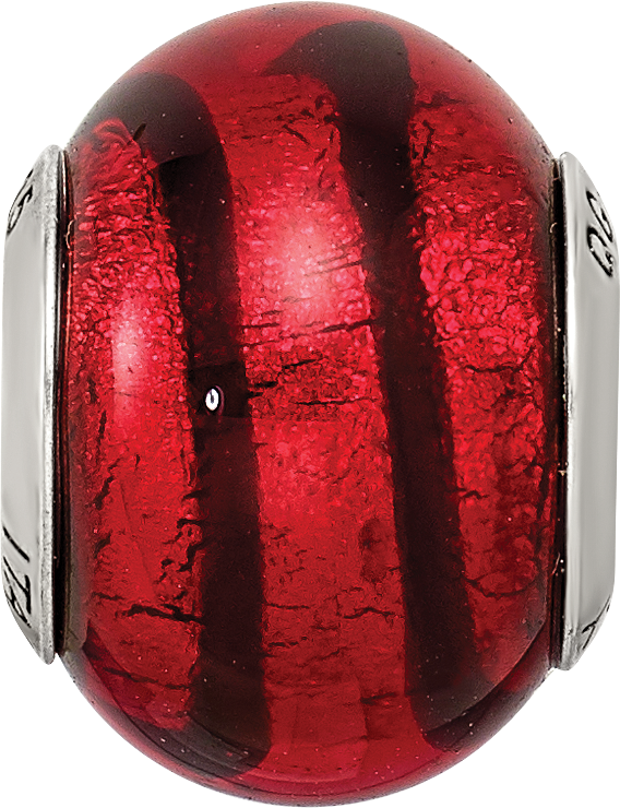 Sterling Silver Reflections Red/Black Italian Murano Bead