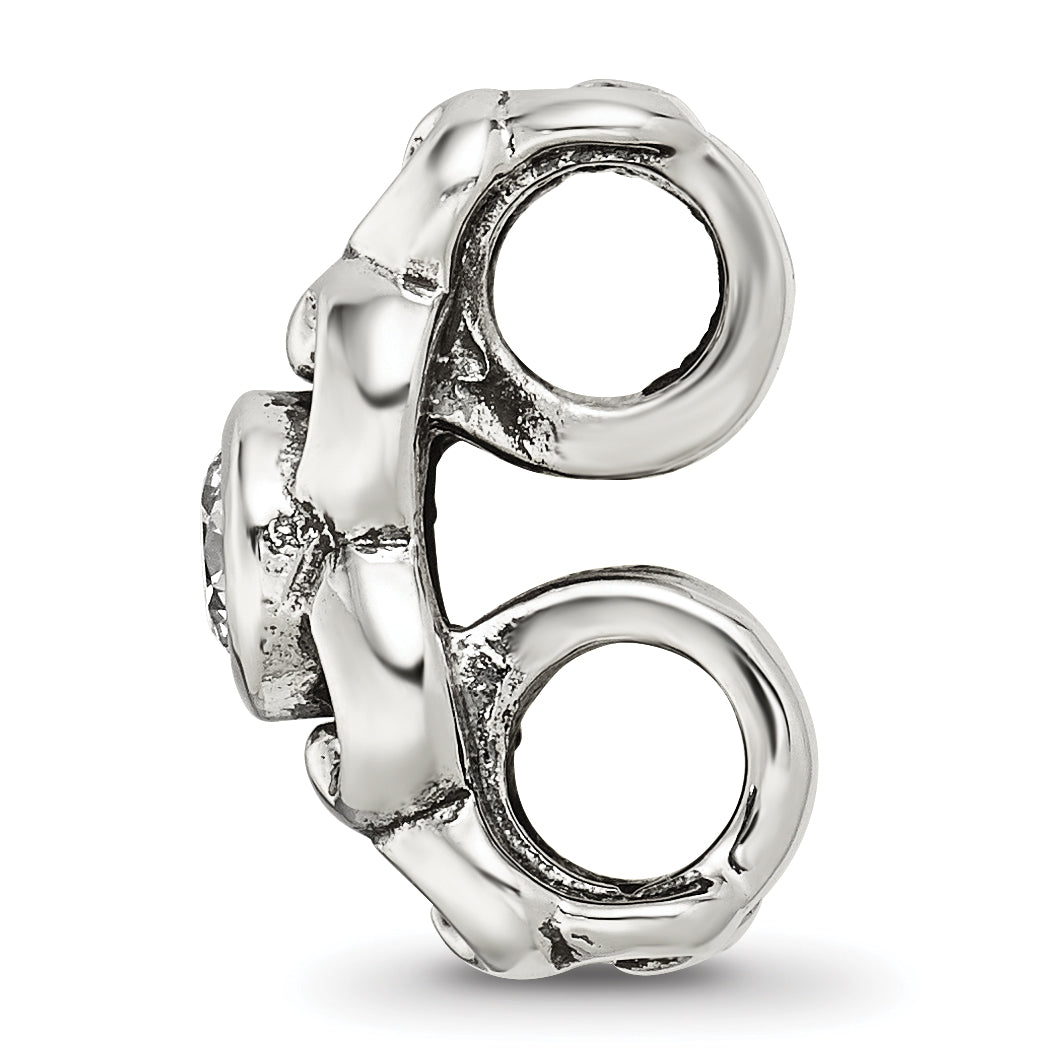 Sterling Silver 925 Antiqued CZ Connector Bead with Vintage Elegance