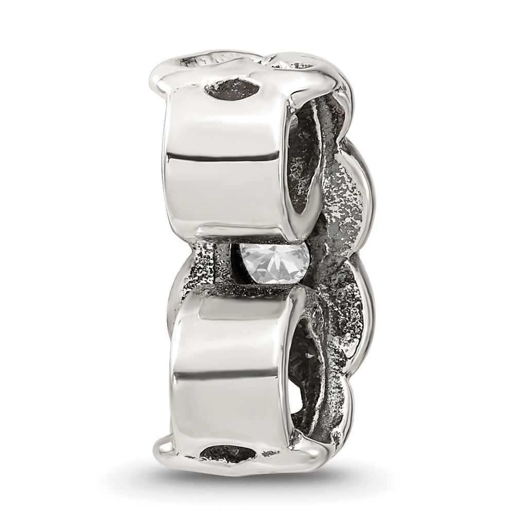 Sterling Silver 925 Antiqued CZ Connector Bead with Vintage Elegance