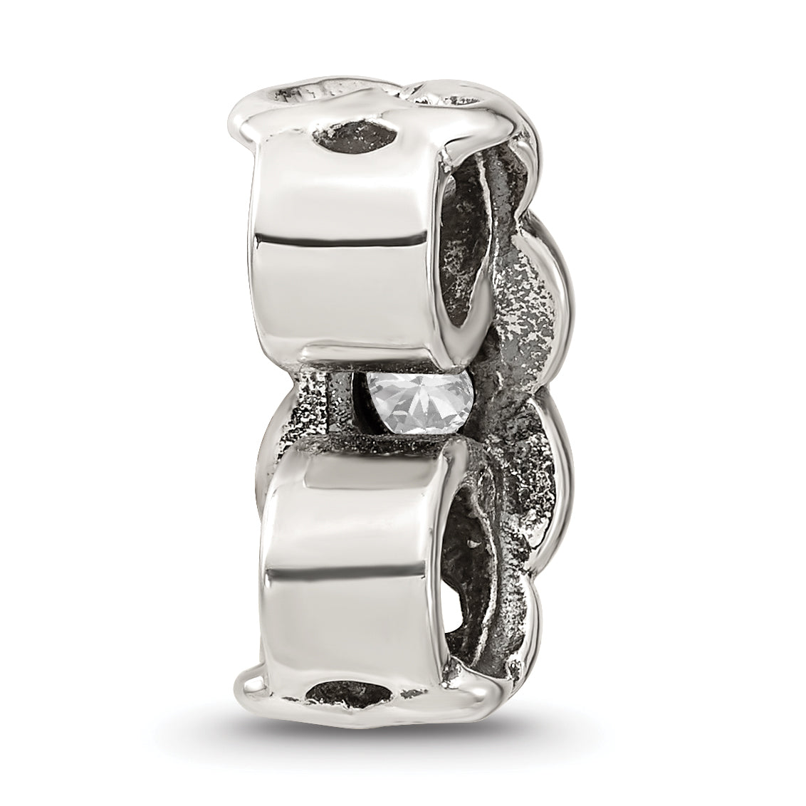 Sterling Silver 925 Antiqued CZ Connector Bead with Vintage Elegance