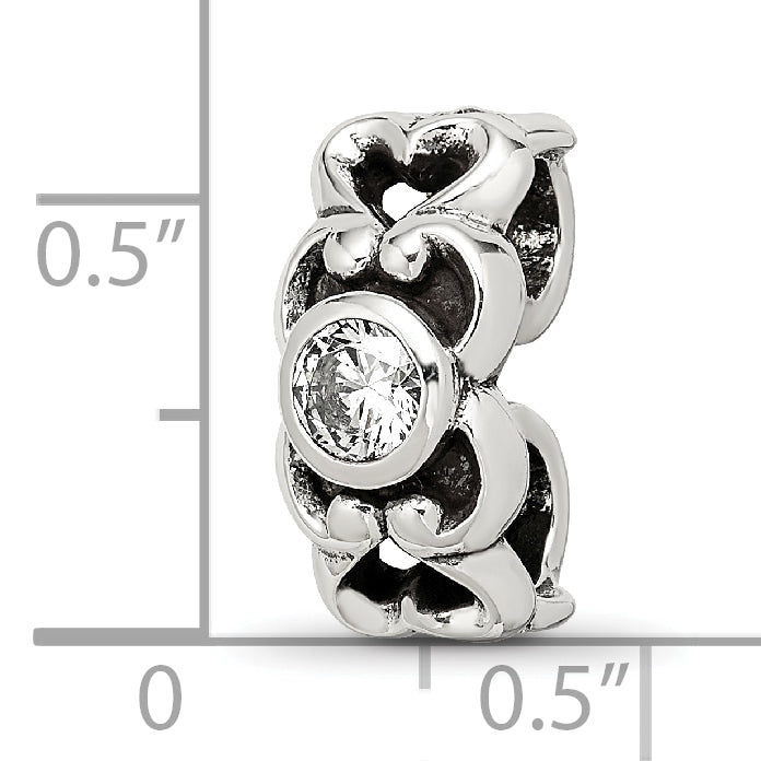 Sterling Silver 925 Antiqued CZ Connector Bead with Vintage Elegance