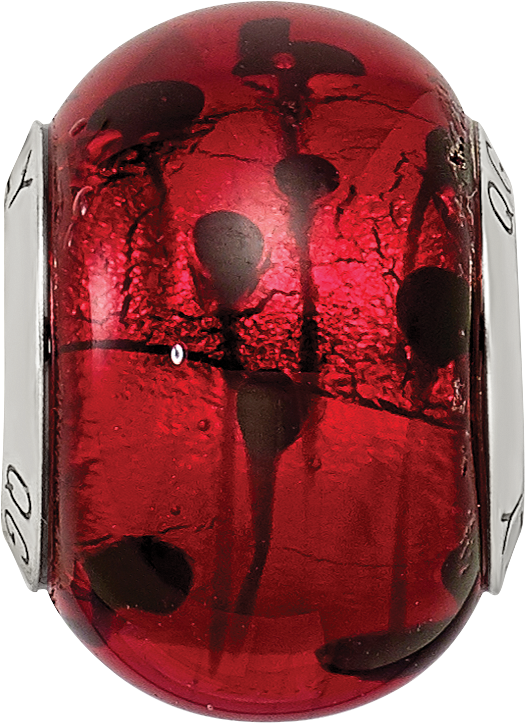 Sterling Silver Reflections Red/Black Italian Murano Bead