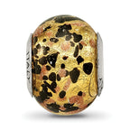 Sterling Silver Murano Glass Bead with Antiqued Finish  Elegant Italian Design