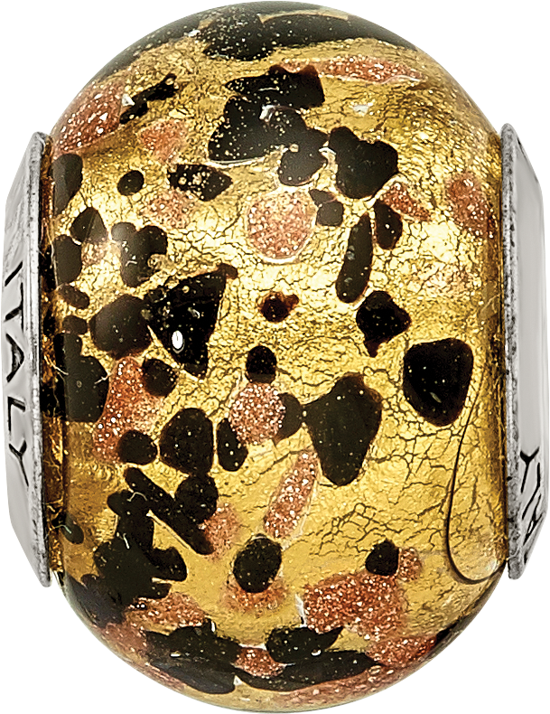 Sterling Silver Murano Glass Bead with Antiqued Finish  Elegant Italian Design