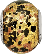 Sterling Silver Murano Glass Bead with Antiqued Finish  Elegant Italian Design