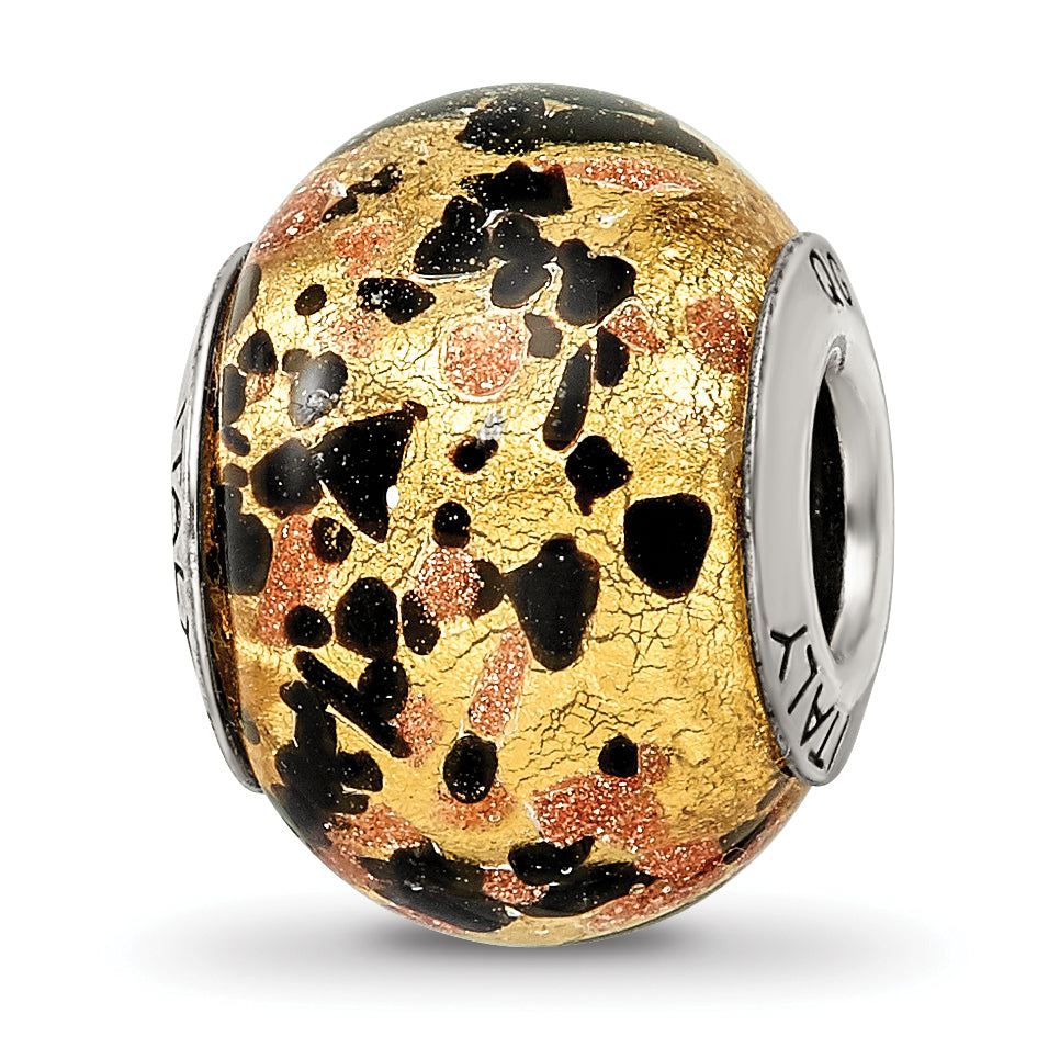 Sterling Silver Reflections Yellow/Gold/Black Italian Murano Bead Main image