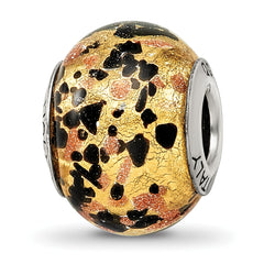Sterling Silver Reflections Yellow/Gold/Black Italian Murano Bead