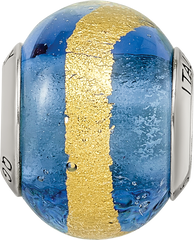 Sterling Silver Reflections Blue/Gold Italian Murano Bead